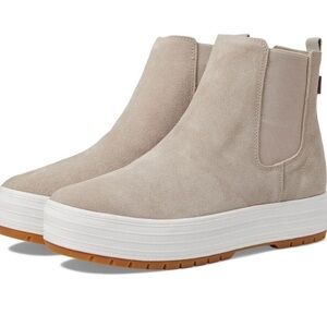 Keds The Platform Chelsea High Top Sneakers Boots Grey Taupe Suede 8